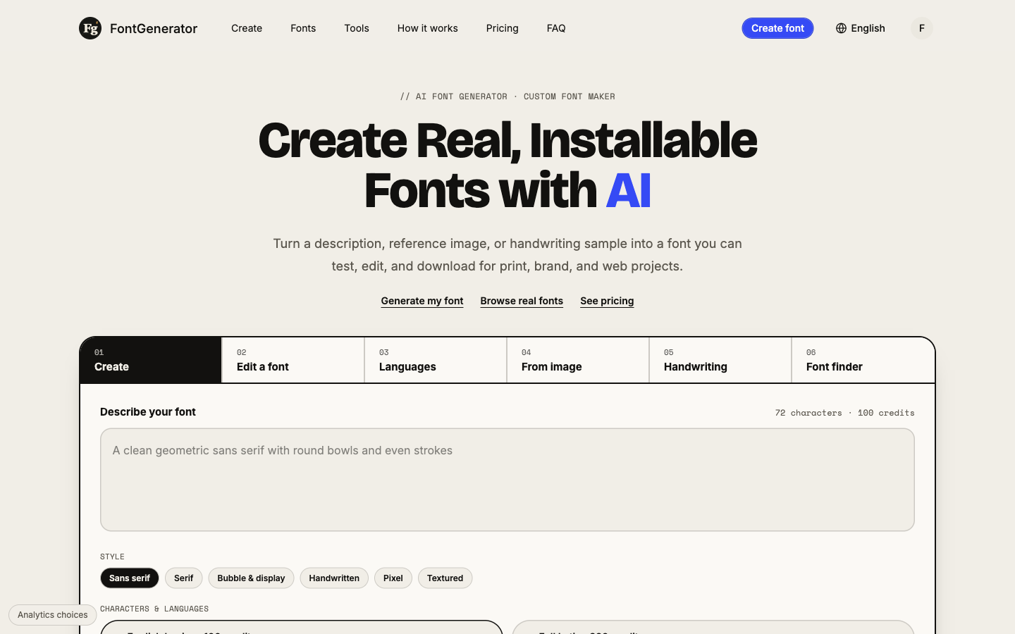 FontGenerator screenshot 1