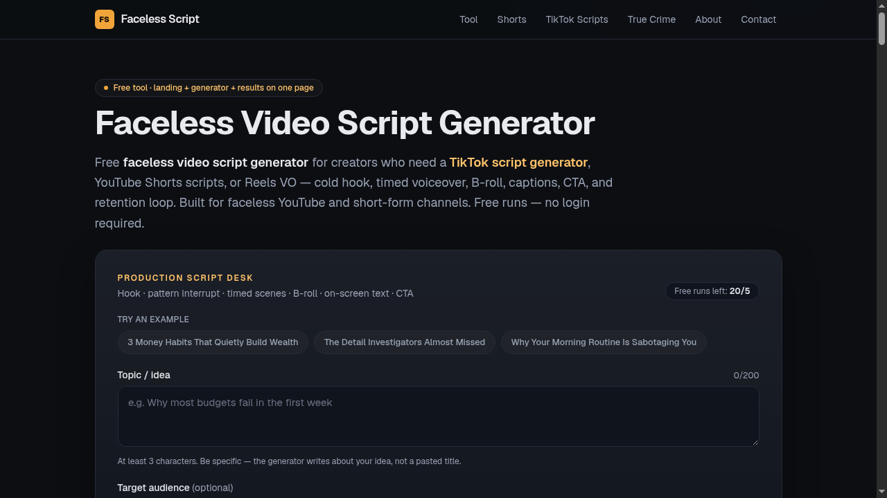 Faceless Video Script Generator screenshot 2